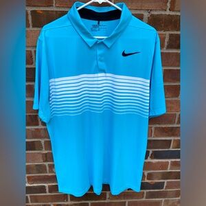 Nike Dri-Fit size XL light blue and White stripe golf shirt.